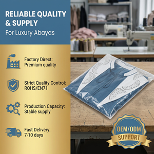 ชุดเดรสยาวสไตล์มุสลิมสำหรับผู้หญิง ตกแต่งด้วยงานปักแบบฮอตฟิกซ์ ผ้าทอ 100D เหมาะสำหรับการแต่งกายแบบสุภาพ - Product Image 6