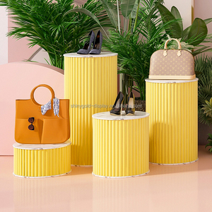 Plinto Redondo de MDF Columna de Eventos Pedestal Blanco Mesa de Exhibición Soporte para Flores para Bodas Fiestas y Decoración de Matrimonios - Product Image 2