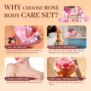 Private Label Luxury Rose Body Wash SPA Kit Skin Nourishing Hair Cleansing <strong>Shower</strong> Self Care Gift <strong>Bath</strong> <strong>Sets</strong> - Product Image 4
