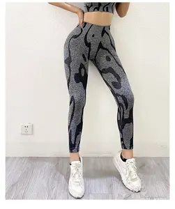 Conjunto de legging + sutiã esportivo feminino, 2 peças, camuflagem, conjunto de roupa para treino, yoga, academia