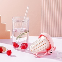 Bouteille d'eau infuseur de fruits Kawaii, gobelet en plastique avec paille en verre