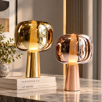 Lampe de table en verre de luxe moderne, lampe de chevet décorative or et or rose pour hôtel, chambre et salon