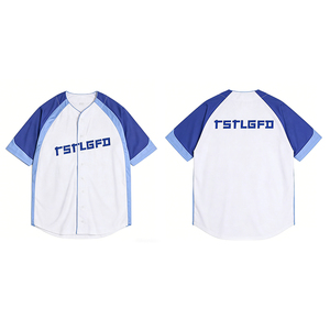 Maillot de sport d'équipe pour hommes OEM, manches courtes, tissu performant à séchage rapide, grande taille, logo personnalisé, fermeture éclair, streetwear baseball - Product Image 2