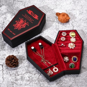 Wholesale Halloween Vampire Theme Coffin Jewelry <b>Box</b> Velvet Insert Red Skull Gothic Ring <b>Earring</b> Necklace Jewelry Set <b>Box</b> - Product Image 2