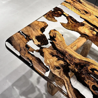 Table de bureau en bois massif sur mesure avec résine époxy, table de salle à manger en résine, table basse d'intérieur – Vente directe usine