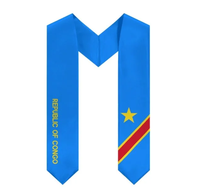 Écharpe de remise de diplôme personnalisée en gros, drapeau de la République démocratique du Congo, matériau polyester de haute qualité pour la remise de diplôme