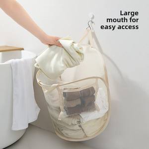 Dirty <b>clothes</b> storage <b>bag</b> wall mounted foldable dirty <b>clothes</b> basket bathroom dormitory <b>clothes</b> storage basket wholesale - Product Image 3