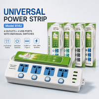 Multiprise universelle OEM en gros, 4 prises CA, 3 ports USB Type C, interrupteurs séparés, pour bureau, studio, jeux, concentrateur d'alimentation de bureau