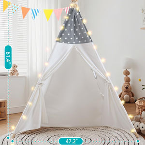 <b>Kids</b> Cotton Canvas Indoor <b>Play</b> <b>Tent</b> Teepee <b>Tent</b> with Star Lights, Banner & Carry Bag, Stars Design - Product Image 5