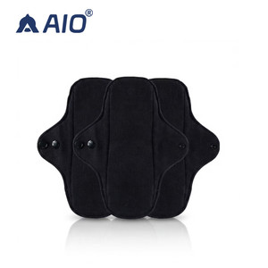Serviettes hygiéniques réutilisables en coton noir tendance, imperméables, pour les règles et l'<span class=keywords><strong>incontinence</strong></span> féminine, lavables pour l'hygiène - Product Image 1