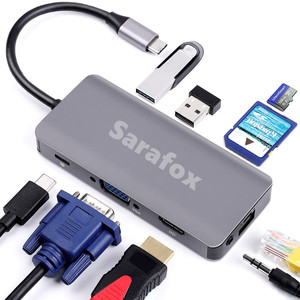Sarafox <span class=keywords><strong>USB</strong></span> <span class=keywords><strong>C</strong></span> RJ45 <span class=keywords><strong>Hub</strong></span> 9 trong 1 Bộ chuyển đổi 4K Gigabit <span class=keywords><strong>USB</strong></span> 3.0 USB2.0 <span class=keywords><strong>c</strong></span>ổng <span class=keywords><strong>Ethernet</strong></span> khe <span class=keywords><strong>c</strong></span>ắm thẻ SD Tương thích với MacBook Pad - Product Image 2