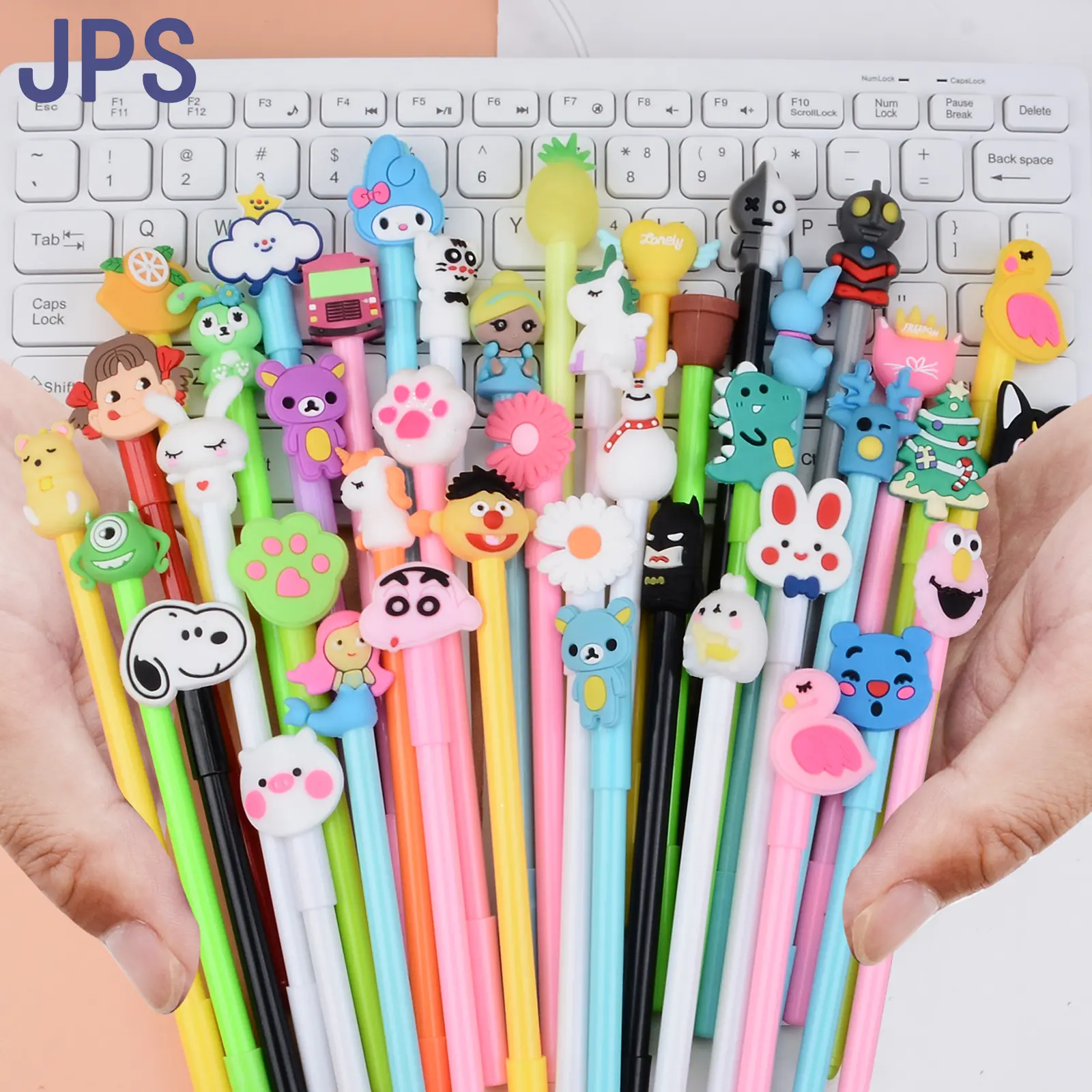 JPS OEM penyusun gel warna Kawaii, pena Gel kucing bening