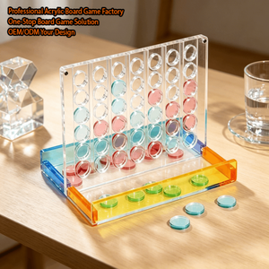 Jeu de société de stratégie portable OEM Deluxe en acrylique transparent Connect 4, jeu de table classique Quatre à la suite pour les fêtes en famille - Product Image 1