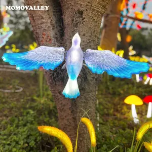 Momovalley blue ABS shell christmas decorative giant hanging led light birds deco garden of paradise