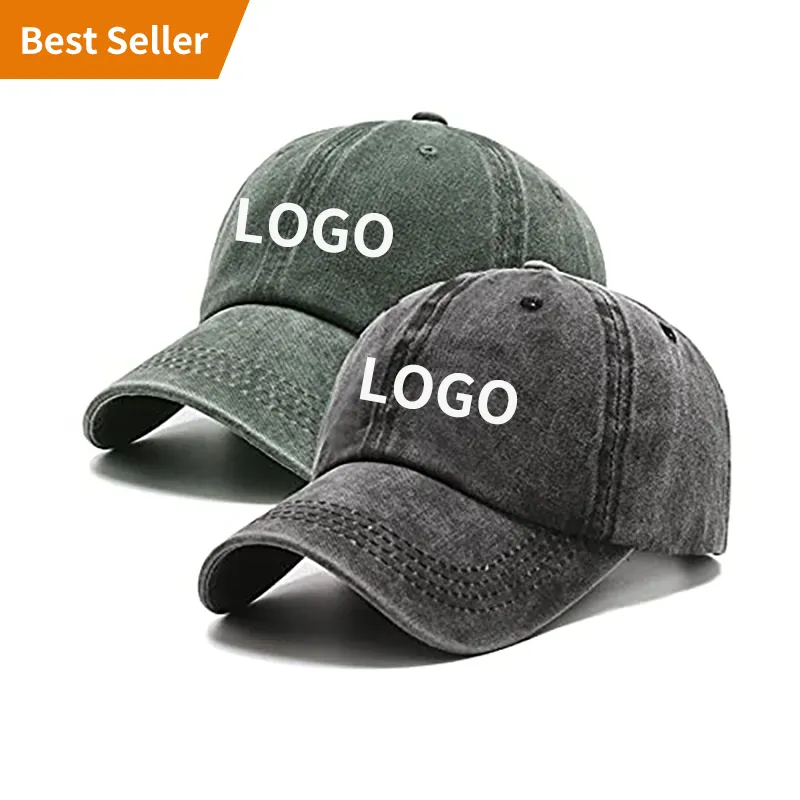 custom logo blank Vintage 100% Cotton Washed Baseball Cap Adjustable Size Low Profile Plain Retro Unisex Dad Hat