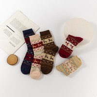 HF Chaussettes de Noël mi-mollet pour femmes-Automne Hiver Chaud Coton Épais Fil d'Or Renne Conception Respirant Personnalisé