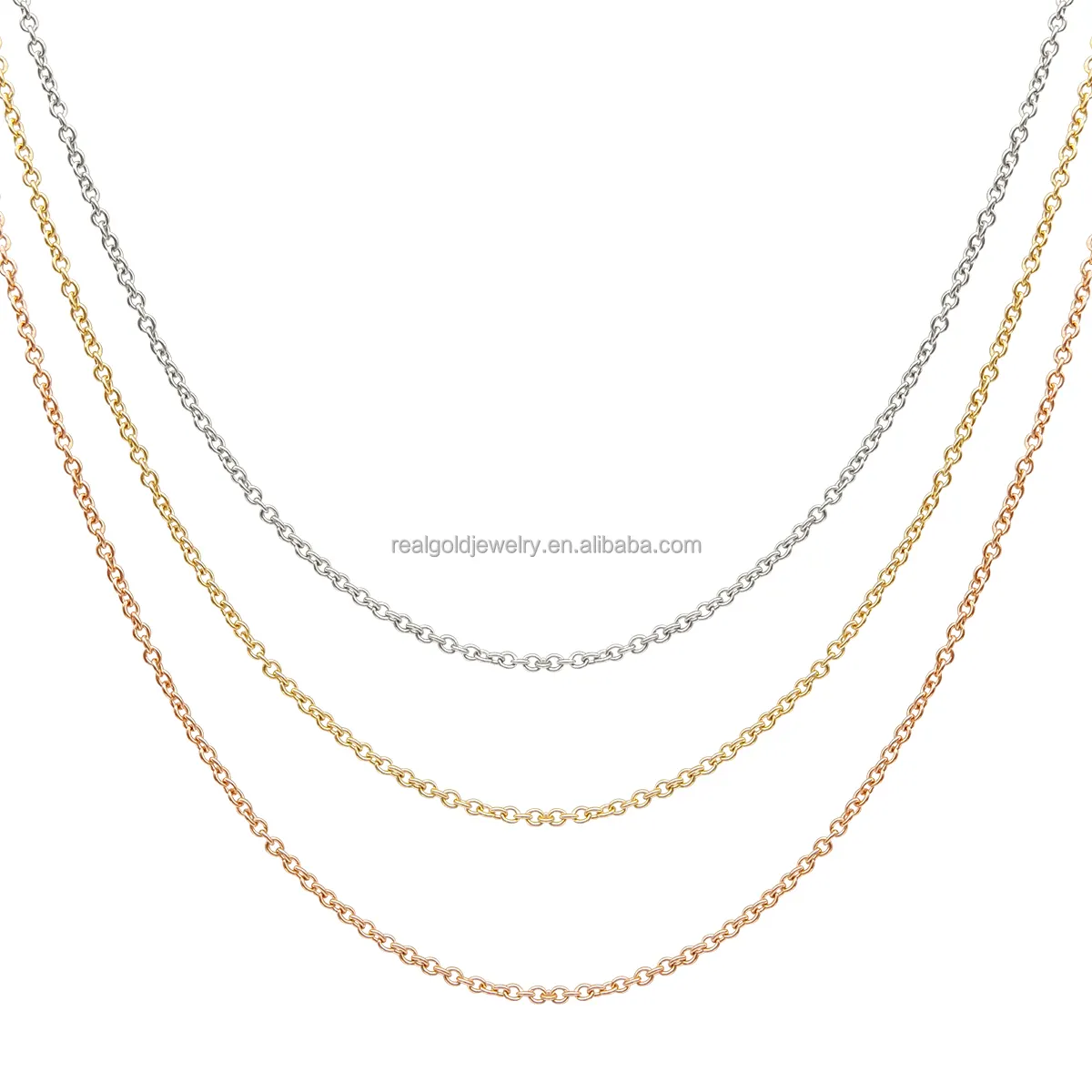 New Arrivals Solid 14K 18K Real Gold 14K Real Gold Thickness 1.0mm Cable O Chain Necklace Jewelry for Women Gift