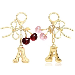 Portefeuille en cuir mignon populaire d'inspiration européenne et américaine avec motif lettres bulles, cerise et nœud pour sacs - Product Image 4