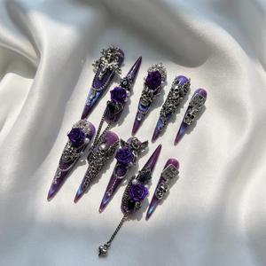 Uñas Postizas Hechas a Mano al por Mayor, Extra Largas, Estilo Stiletto, con Adornos 3D para Gala, Juego <span class=keywords><strong>de</strong></span> Uñas Artificiales <span class=keywords><strong>de</strong></span> Lujo, Venta al por Mayor - Product Image 6