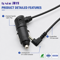 Câble de charge de voiture 12V personnalisé, allume-cigare vers DC3.5*1.35, faisceau de câbles d'alimentation à angle droit, OEM ODM d'usine