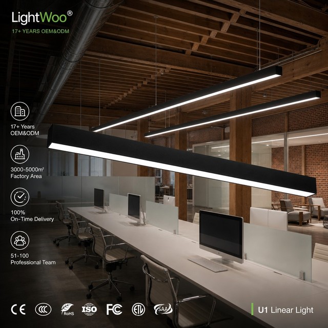 Lightwoo Track Suspension Dimmable High Efficiency Performance Gym Supermarket Office Garage Seamless Linkable LED Linear Light