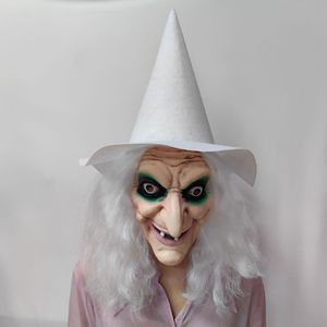 Maschera da Strega Originale con Cappello <span class=keywords><strong>e</strong></span> Parrucca, Accessori per Travestimenti Horror, <span class=keywords><strong>Maschere</strong></span> di Halloween in Lattice Naturale per Adulti - Product Image 5
