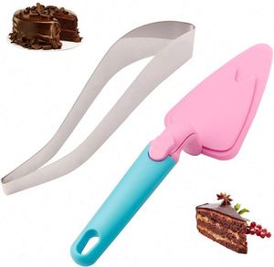 Couteau à gâteau en acier inoxydable, trancheur à gâteau en acier inoxydable, spatule à gâteau en plastique, couteau à tarte, ensemble de leviers à gâteau, emballé en sachet et boîte, outil décoratif - Product Image 1