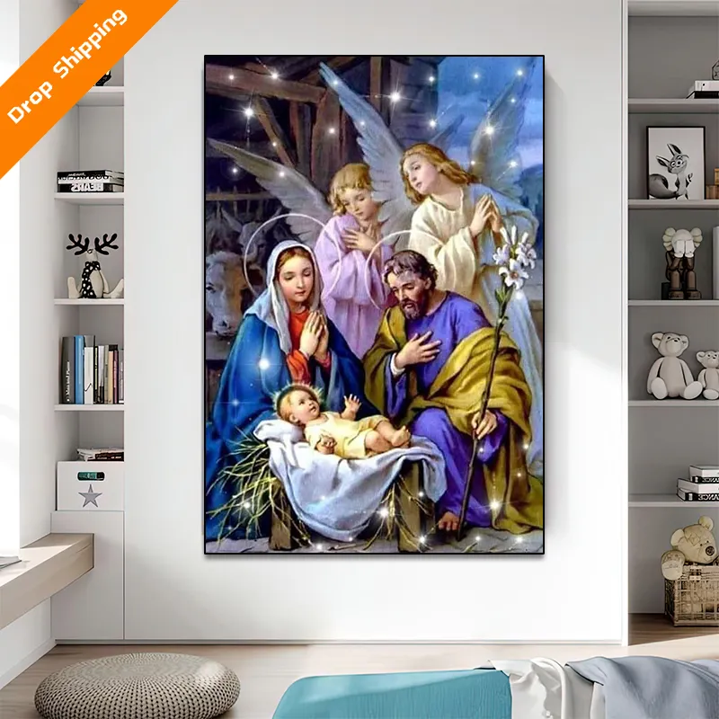 5d Diy Lukisan Berlian Maria Yesus Gambar Religius Anak DIY 3D Berlian Bordir Anak Hadiah Kerajinan Harapan