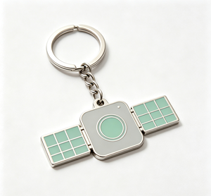 Llavero de Acero Inoxidable con Diseño de Satélite, Anillo Metálico Esmaltado, Recuerdo con Temática Espacial - Product Image 2