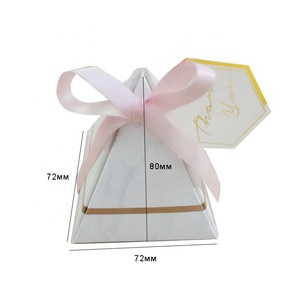 Chinese Manufacturers Hot Sale Folders Yiwu Supplier Wholesale New Marble Design Empty Pyramid <strong>Weeding</strong> Candy <strong>Boxes</strong> <strong>for</strong> Door Gift - Product Image 1