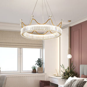 Iluminación de celo, decoración de sala de estar, círculo, corona de cristal, anillo redondo, candelabro de luz colgante Led - Product Image 4