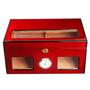 大雪茄储物盒、雪松木保湿器带湿度计加湿器柜、吸烟盒、烟草配件