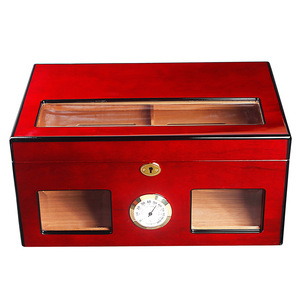 Large Cigar Storage Box, Cedar Wood Humidor with Hygrometer Humidifier Cabinet, Smoking Case, Tobacco Accessories