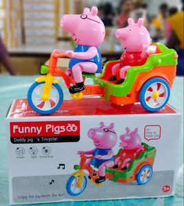 Nuovo Triciclo Elettrico <span class=keywords><strong>Peppa</strong></span> Pig con Musica e Luci, Auto Giocattolo a Forma di Maialino per Bambini e Papà - Product Image 6