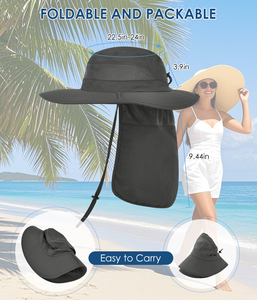 Chapeau de soleil pliable UPF50 + pour hommes et femmes avec rabat de cou pliable et large bord Bucket Safari Cap pour la <span class=keywords><strong>randonnée</strong></span>, le jardinage et la pêche - Product Image 5
