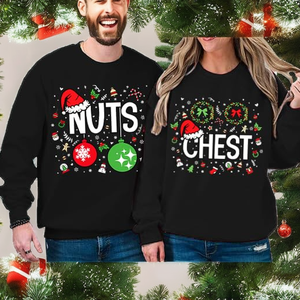 Nouvelle Tendance 2026 : Sweat-shirts de Noël Imprimés Doublés et Amples en Non-Tissé Assortis pour Couples – Tenues de Fêtes pour Lui et Elle - Product Image 2