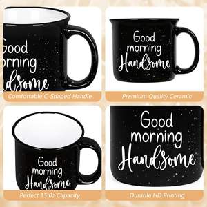 Tasses à café en céramique, tasses pour couple pour Mr & Mrs et jeunes mariés et anniversaire de mariage - Product Image 3