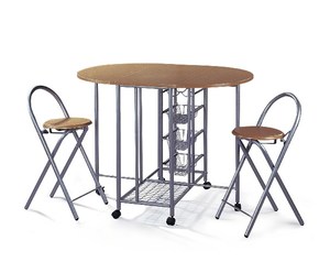 3-Piece Counter Height <strong>Small</strong> <strong>Space</strong> Saving Breakfast <strong>Dining</strong> <strong>Table</strong> Set with 2 Folding Chairs Kitchen Room - Product Image 1