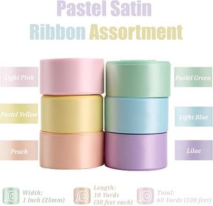 Surtido de Cintas de Satén de Doble Cara en Colores Pastel, Rollo de Cinta de Poliéster de 1 Pulgada (25 mm) Resistente al Encogimiento, para Bodas, Venta al Por Mayor - Product Image 2