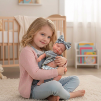 Corps réaliste lesté de 13 pouces |   Poupées reborn pour filles, corps entier en silicone platine, nouveau-né endormi, détails réalistes, cadeau
