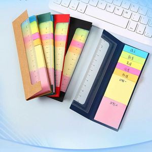 Blocs-notes autocollants personnalisés avec logo imprimé et règle, onglets d'indexation en film néon, bloc de papier, cadeau promotionnel d'entreprise - Product Image 2