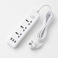 Multiprise personnalisée à 3 voies avec 4 prises, interrupteurs indépendants, charge USB 3 ports, en PP ignifuge