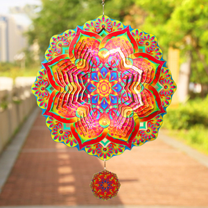 Molino de Viento Metálico 3D de Acero Inoxidable Personalizado al por Mayor, Reutilizable, con Sublimación, Diseño Mandala - Product Image 4