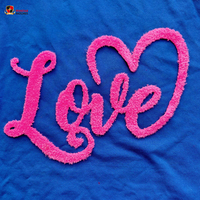 Patchs thermocollants personnalisés en chenille moelleuse découpée au laser en forme de cœur avec lettres d'amour pour la Saint-Valentin, pour vêtements