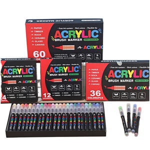 Marqueurs de <span class=keywords><strong>peinture</strong></span> <span class=keywords><strong>acrylique</strong></span> JusArt à pointe pinceau, 30 couleurs, à base d'eau, sans décoloration, avec contrôle automatique de l'encre, <span class=keywords><strong>peinture</strong></span> <span class=keywords><strong>acrylique</strong></span> imperméable - Product Image 1