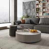 Zayshine, techo de cristal italiano, Base de madera maciza, mesa de centro, losa de cuarzo, conjunto de muebles circulares para sala de estar, tetera sencilla