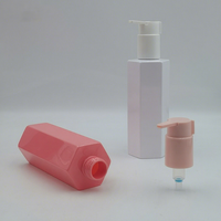 Bouteille distributrice de lotion polygonale en PET de 150ml et 200ml, bouteille vide pour lotion corporelle, bouteille pour crème pour les mains, bouteille pompe pour gel douche