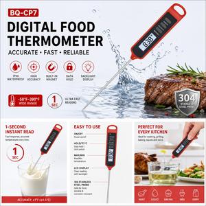 Termómetro Digital para Alimentos con Resistencia al Agua IPX6, Pantalla LCD de Lectura Instantánea, Sonda para Carne de Acero Inoxidable 304, Medidor para Cocinar, Asar a la Parrilla y Preparar Bistecs - Product Image 6