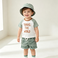 Ensemble de 4 pièces pour bébé garçon, été, t-shirt en coton, short, chapeau, chaussettes, vêtements pour nourrissons, 3-18 mois