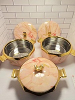Nouveau Design Plat Chauffe-Plats de Fête Type Hotpot, Ensemble de Récipients Isothermes Chauffe-Plats Casserole, Boîte à Repas Isotherme, Lot de 3 Pièces 2/2.5/3L